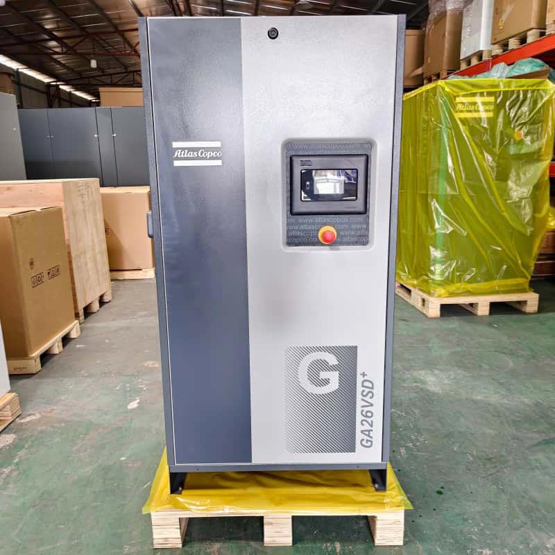 Compresor de aer Atlas Copco Original GA26 VSD + 26kW 35HP Compresor de aer rotativ cu șurub injectat cu ulei cu viteză variabilă 13bar